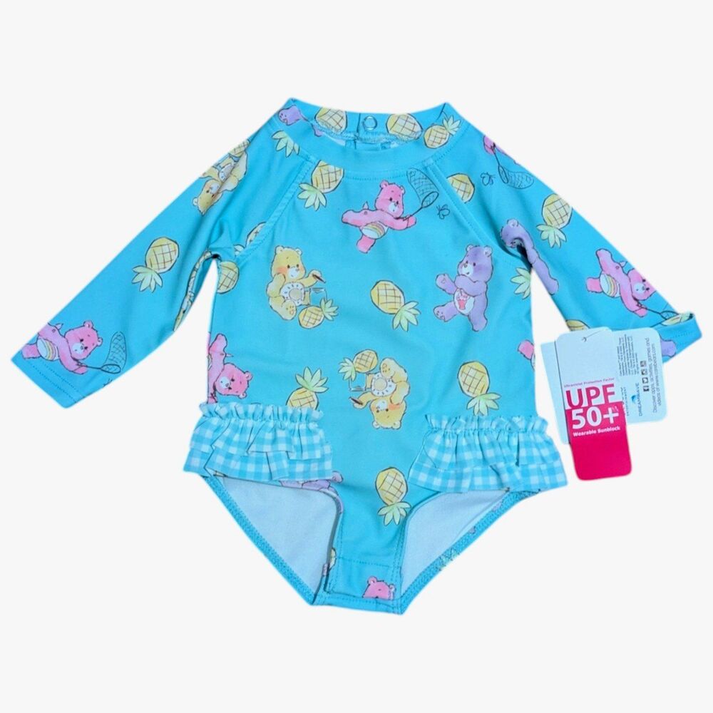 Care Bears Baby Rash Guard Swimsuit 3-6M UPF 50+ Long Sleeve One Piece NWT